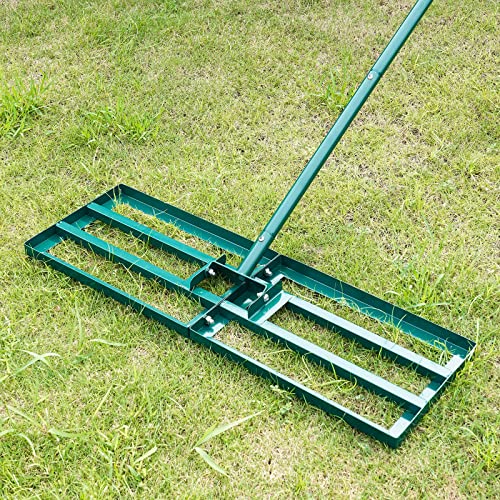 Signstek Lawn Leveling Rake, Stainless Steel Lawn Leveler with 30 x 10 Ground Plate, 76.7 Adjustment Long Handle, Level Lawn Tool for Grass, Golf Field, Level Soil or Dirt Ground Surfaces-Green