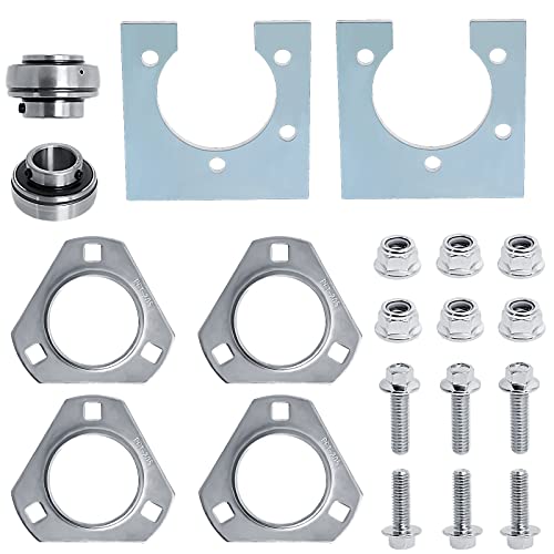 Go-Kart Live Axle Bearing Kit, 1" Bearing Kit (3-Hole)Kit Fit Perfectly with Go Karts Mini Bikes / Trikes / Off Road ATV