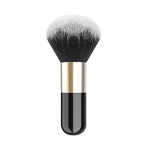 Luxspire Powder Makeup Brush, Flat Kabuki Brush, Single Large Makeup Brush Soft Face Mineral Powder Foundation Brush Blush Brush for Blending Makeup, Black & Gold