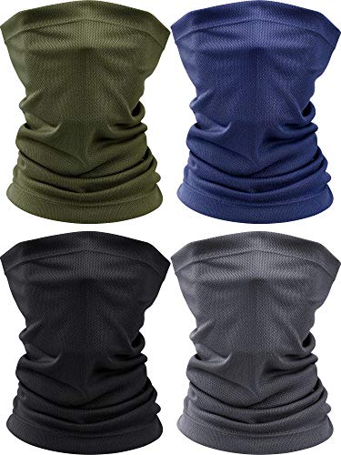 4 Pieces Summer Neck Gaiter Bandana Face Scarf Mask Sun Protection Thin Breathable Neck Gaiter for Men Women Cycling Running