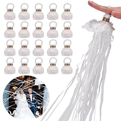 24pack Confetti Poppers,Romantic White Hand Throw Streamers Poppers,No Mess Streamer Poppers Crackers for Wedding Birthday Party Celebrations Graduation Party Favors Shows
