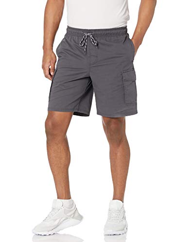 Amazon Essentials Men's 9" Elastic Waist Cargo Short, Dark Grey, Large