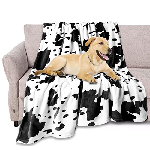 Gorgelly Large Dog Blanket-50 x 60" Soft Fleece Pet Dog Blanket for Large Dog Washable, Dalmatian Color Warm Pet Hair-Resistant Throw Blanket for Bed, Couch, Car, Furniture Protect Cover