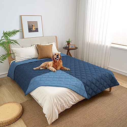 SUNNYTEX Waterproof & Reversible Dog Bed Cover Pet Blanket Sofa, Couch Cover Mattress Protector Furniture Protector for Dog, Pet, Cat68"*82",Blue/Light Blue