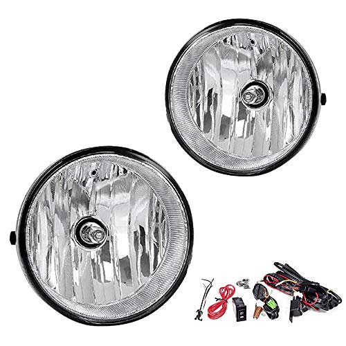Driving Fog Lights Lamps Replacement for 2005-2011 Toyota Tacoma, 2007-2012 Toyota Tundra, 2004-2006 Toyota Solara with H10 12V 42W Halogen Bulbs & Wiring Harness Kit (Clear Lens)