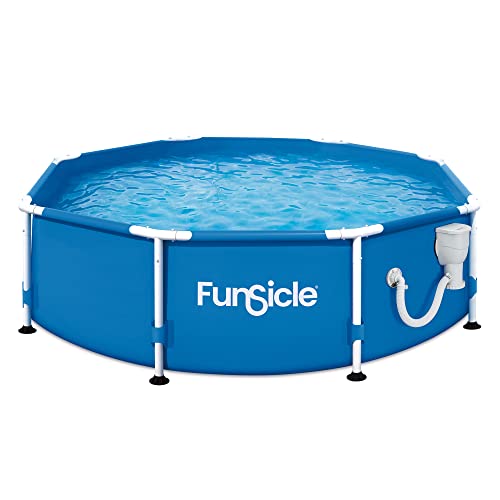 Funsicle 8' x 30" Outdoor Activity Round Metal Frame Above Ground 4 Person Swimming Pool Set with SkimmerPlus Filter Pump, Blue