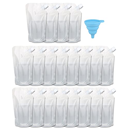 20 Pcs Flasks Cruise Pouch Reusable Sneak Travel Drinking Flask Concealable Plastic Flasks bags with Funnel (16 oz)