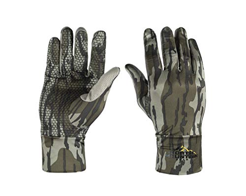 North Mountain Gear Mossy Oak Bottomland Stretch Fit Hunting Gloves Lightweight Camouflage Glove Liner
