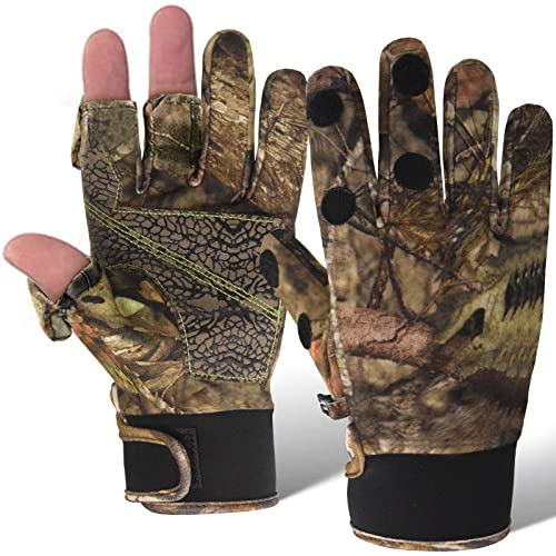 Camo Hunting Gloves Lightweight Pro Anti-Slip Shooting Gloves Waterproof Warm Glove with Trigger Finger Outdoor Hunting Camouflage Gear Archery Accessories