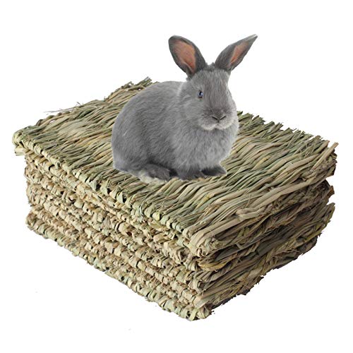 kathosn 8 PCS Bunny Grass Mat Natural Woven Pet Bed Nest Mats Rabbits Chew Toys for Hamsters Parrot Rabbits Hedgehog Guinea Pig Bunny and Other Small Animals