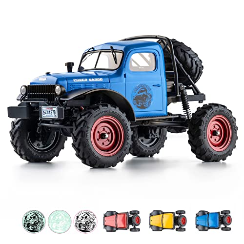 WOWRC RC Car 1/24 Remote Control Car, FCX24 Power Wagon 4WD RC Crawler Two-Speed Shift, RC Rock Crawler 8Km/h with Portal Axle Metal Gears for Boys Girls and Adults, Blue