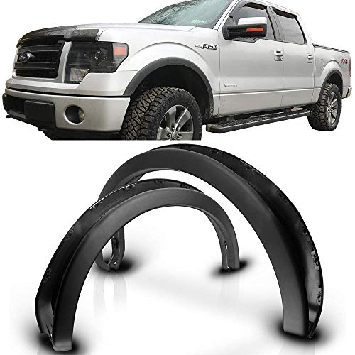 FREEMOTOR802 Compatible With 2009-2014 Ford F-150 Fender Flares OE Factory Style Unpainted Black 4Pc Set Car Wheel Arches