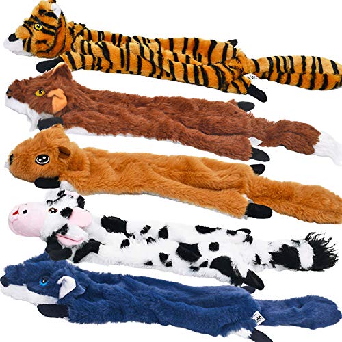 SHARLOVY Dog Squeaky Toys 5 Pack, Pet Toys Crinkle Dog Toy No Stuffing Animals Dog Plush Toy Dog Chew Toy for Large Dogs and Medium Dogs Squeeky Doggie Toys Puppy Toys Squeak