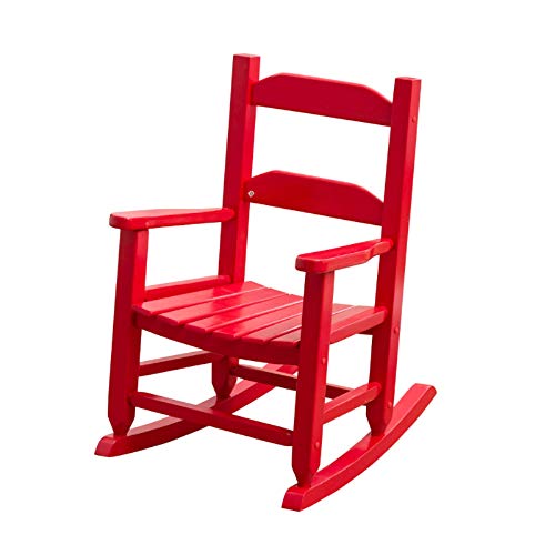 BplusZ KD-21R Rocking Kid's Chair Wooden Child Toddler Patio Small Rocker Red Ages 3-6 Red