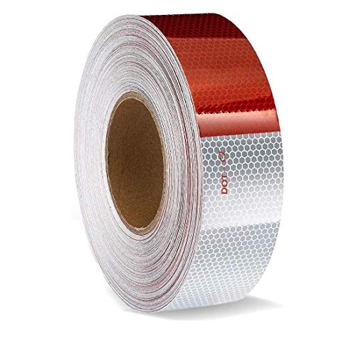 WONDER POINT 2" X 164FT DOT-C2 Reflective Tape -6" Red x 6" White Waterproof Reflector Conspicuity Tape- Safety Sticker Strips for Trailers, Cars, Trucks, Warning Tape Automative Accessories