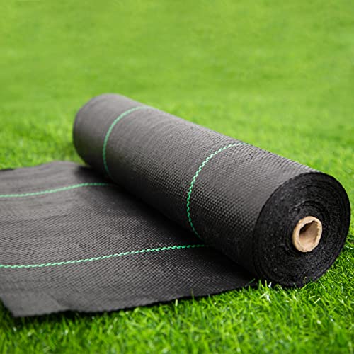 EXTRAEASY Garden Weed Barrier Landscape Fabric,Weed Block Fabric Heavy Duty 3.2OZ,Woven Mulch for Landscaping Ground Cover Weed Control Fabric, Black Garden Bed Liner (1.4ft x 50ft)