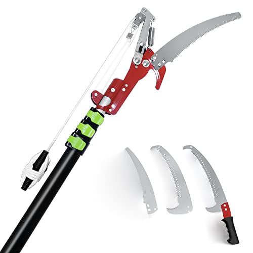 TALOOS Pole Saw for Tree Trimming, 8-26 Feet Telescopic Extension Tree Pole Pruner, Manual Branch Pruning Saw with Long Handle Pole and Saw Blades, Extendable Hand Tree trimmer for Sawing and Shearing