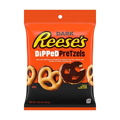 REESE'S DIPPED PRETZELS Dark Chocolate Peanut Butter Snack, 4.25 oz Box (12 Count)