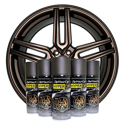 DipYourCar HyperDip Wheel Paint Kit, DIY Set of Rim Paint, Sprayable Automotive Dip Coat, Peelable Protection for Car Rims, Paint for Rims, Metallic Satin Coat Spray - (Brass Monkey)