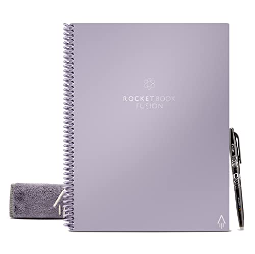 Rocketbook Smart Reusable Notebook, Fusion Letter Size Spiral Notebook & Planner, Lightspeed Lilac, (8.5" x 11")