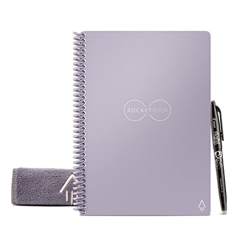 Rocketbook Smart Resuable Notebook, Core Executive Size Spiral Notebook, Lightspeed Lilac, Lined, (6" x 8.8")
