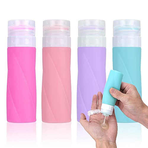 Fujampe Travel Bottles for Toiletries, Tsa Approved Travel Size Bottles BPA Free Leak Proof Travel Size Containers 4Pcs 3oz Travel Tubs Refillable Liquid Travel Accessories for Cosmetic Shampoo Lotion