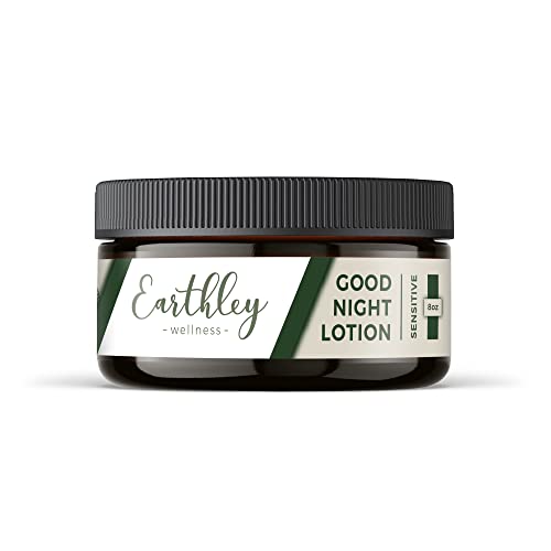 Earthley Wellness, Good Night Lotion, Magnesium Lotion, Apricot Oil, Shea Butter, Mango Butter, Candelilla Wax, Lavender Essential Oil, Vegan (Sensitive, 8 oz)