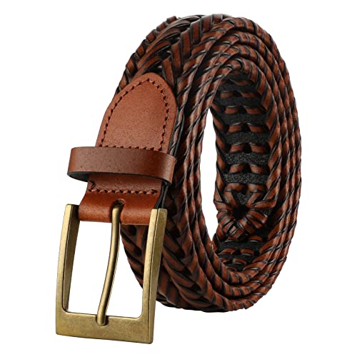 Lavemi Mens Belt, Leather Woven Braided Belts for Men Casual Jeans Dress Golf,Gift Boxed (35-2828-2 Brown 105)