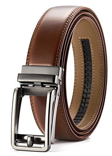 CHAOREN Click Belt for men - Mens Leather Belt 1 3/8" for Dress and Casual - Micro Adjustable Belt Fit Everywhere