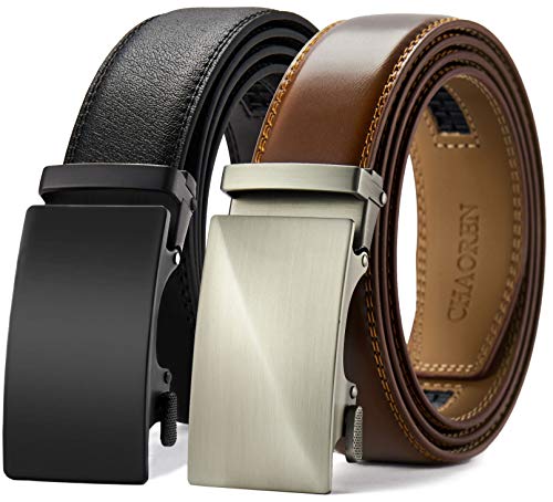 CHAOREN Ratchet Belts for Men 2 Pack - Mens Belt Leather 1 3/8" in Gift Set Box - Meet Almost Any Occasion and Outfit