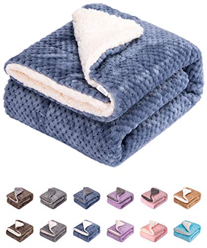 Fuzzy Dog Blanket or Cat Blanket or Pet Blanket, Warm and Soft, Plush Fleece Receiving Blankets for Dog Bed and Cat Bed, Couch, Sofa, Travel and Outdoor, Camping (Blanket (24" x 32"), DW-Smoked Blue)