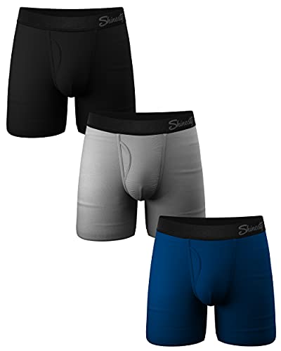Shinesty Ball Hammock Mens Bulge Enhancing Underwear | Briefs Men with Fly | Anti-Chafing Moisture Wicking Breathable Bulge Enhancer Scrotal Support | US XL 3 Pack Black/Grey/Navy