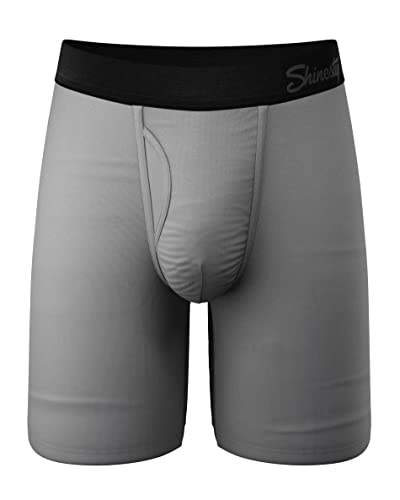 Shinesty Ball Hammock Ball Holder Underwear for Men | Long Leg Boxer Briefs | Anti-Chafing, Moisture Wicking, Breathable, Bulge Enhancer, Scrotal Support | US XL Grey