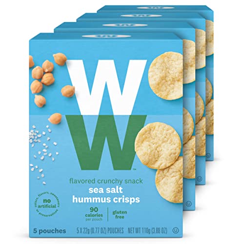 WW Sea Salt Hummus Crisps - Gluten-free, 2 SmartPoints - 4 Boxes (20 Count Total) - Weight Watchers Reimagined