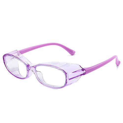 Kids Safety Glasses Goggles Anti Fog Eye Protection Blue Light Blocking lens Side Shield Anti Pollen Soft TR90 for Boys Girls(Purple)