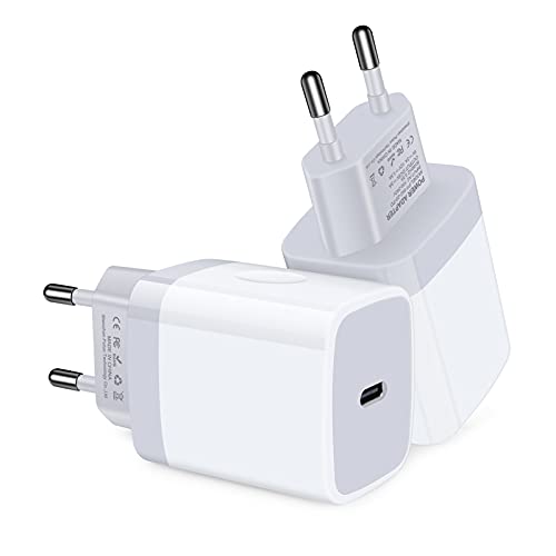 USB C Adapter, European Plug Adapter, 2-Pack Fast 20W Europe Travel Plug Power Adapter Type C Wall Chargers for iPhone 14 13 12 11 Pro Max XR XS X 8,Samsung Galaxy S22 S21 FE A13, iPad, Google Pixel