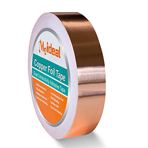 Meideal Copper Foil Tape (1inch X 66 FT) with Dual Conductive Adhesive for Guitar and EMI Shielding, Electrical Repairs, Crafts, Garden, Stained Glass, Paper Circuits, Soldering, Grounding