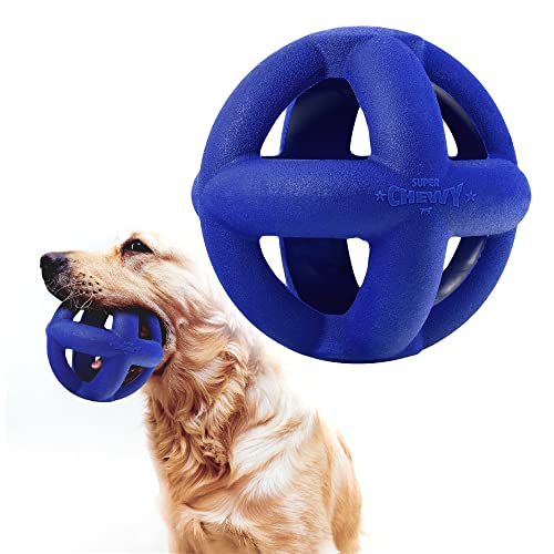 SuperChewy Tough Dog Cage Ball Toy | Lifetime Replacement Guarantee | Strong Natural Rubber | Great Dog Fetch Toy | Chew Toy for Dogs | Ultra Durable Chew Toy for Aggressive Chewers | For Large Breeds