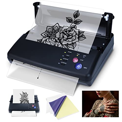 Bcetasy Tattoo Transfer Stencil Printer, with Free 20PCS Transfer Paper, Thermal Copier Machine for Tattoo Transfer Temporary and Permanent Tattoos,Black