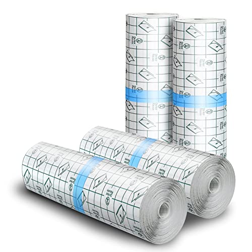 BFONS 6" x 4.4 Yard Tattoo Aftercare Waterproof Bandages Tattoo Cover Up Tape, Tattoo Supplies Care and Equipment Second Skin Protective Clear Sterile Safe Bandages 4 Rolls (Each Roll 6" x 1.1 Yard)