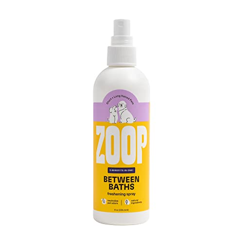 ZOOP Dog Between Bath Spray - Complete 5-in-1 Super Odor Removing Pet Body Deodorizer, with Moisturizing, Detangling, & Reduce Shedding Solutions - 8 oz.