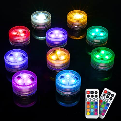 Mini Submersible LED Tea Lights - Waterproof Flameless Led Lights Battery Powered, Small Led Candle Light for Vase, Hot Tub, Pool, Party, Lantern, Wedding Decor (Multi-Colored)