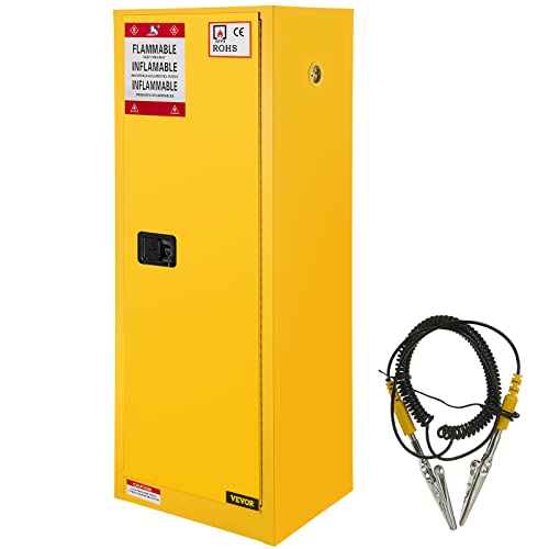 VEVOR Flammable Safety Cabinet, Galvanized Steel, Dimensions (H x W x D): 18 x 18 x 35.4 inch (46 x 46 x 90 cm), 16 Gallon