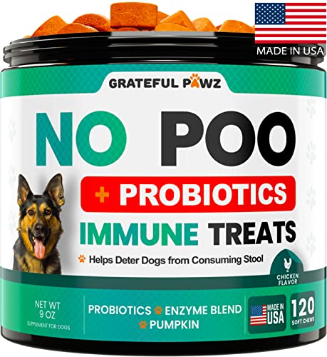 No Poo Treats - Coprophagia Stool Eating Deterrent for Dogs - Prevent Dog from Eating Poop - Stop Eating Poop for Dogs Supplement - Forbid for Dogs Chews - Probiotics for Dogs & Digestive Enzymes