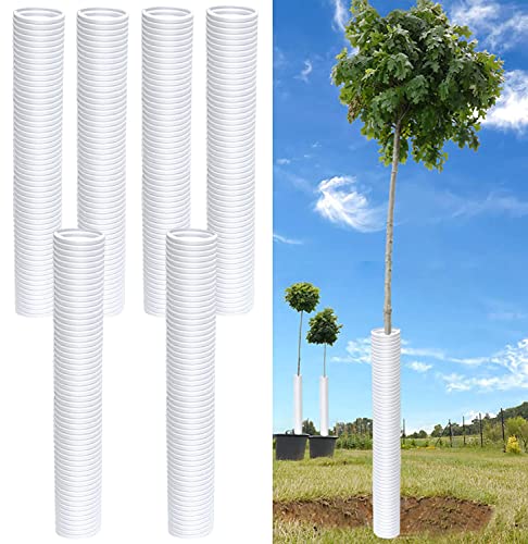 DredQcco Corrugated Tree Guards, 6Pcs Tree Trunk Protectors Guard Tube Wraps to Protect Bark 15.7-Inch Long, 2-Inch Diameter, Tree Saplings Plants Protectors from, Mowers,Trimmers (White)