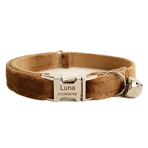 Cat Collar Personalized with Name Phone Number Engraved,Customized with Bell for Small Dogs Puppy Kitten