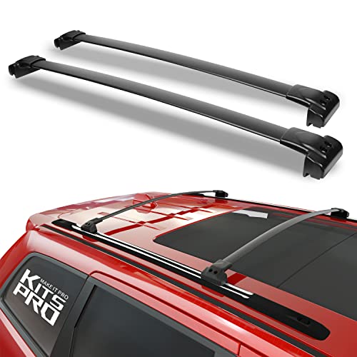 KitsPro 260lb Roof Rack Cross Bars for 2011-2021 Jeep Grand Cherokee (ONLY FIT Factory Grooved Metal Side Rails), Matte Black Heavy Duty Aluminum Cargo Crossbar (2011-2021 Grand Cherokee)