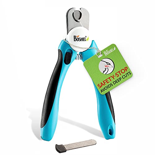 BOSHEL Dog Nail Clippers - Dog Nail Trimmers for Large Dog with Quick Sensor - Pet Nail Clippers for Dogs - Heavy Duty Pet Nail Trimmer with Safety Guard and Dog Nail File for Safe at Home Grooming