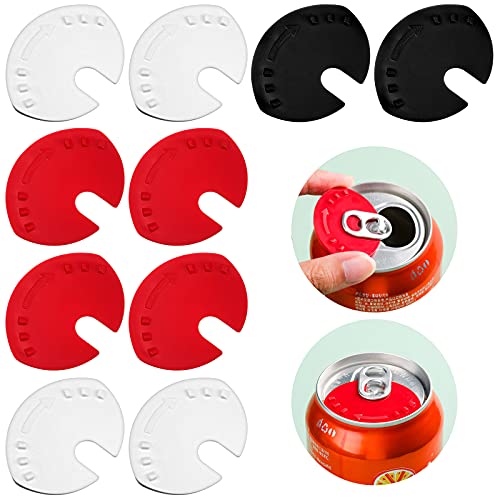 10 Pieces Can Lid Can Sealer Beverage Can Cap Can Protector Barricade Soda Cap Sealer Plastic Beer Drink Lid Protector for Beer Juice Soda and More, Random Color (Black, White, Red)