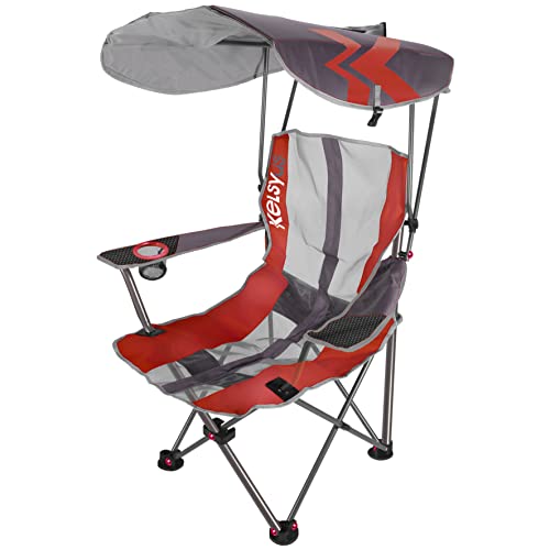 SwimWaysKelsyus Original Foldable Canopy Chair for Camping, Tailgates, and Outdoor Events, Grey/Red
